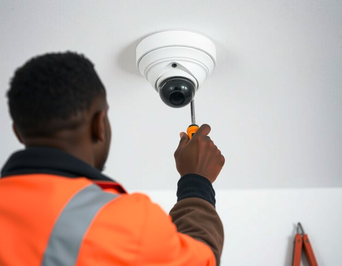 Un technicien en caméra de surveillance un professionnel dans l'installation, la maintenance et la gestion des systèmes vidéosurveillance.
